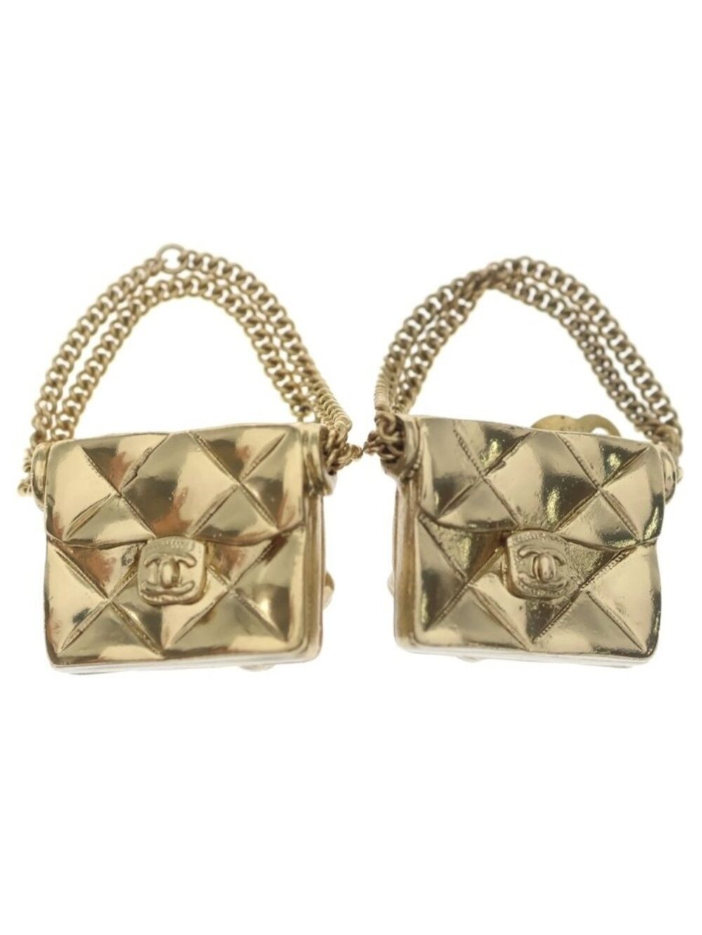 Chanel Quilted Bag Motif Chain Ring Gold